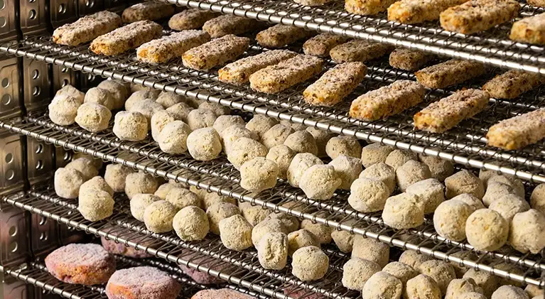 Frozen product on belt Frigoscandia